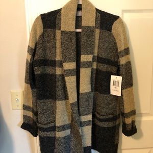 Plaid sweater coat